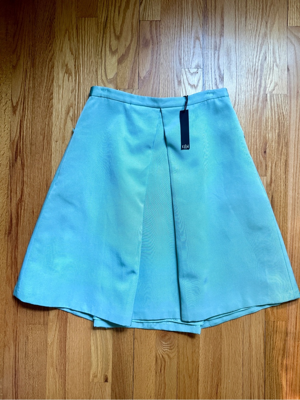NWT Tibi Light Mint Green A-Line Silk Skirt w/ Pleats and Pockets New with Tags